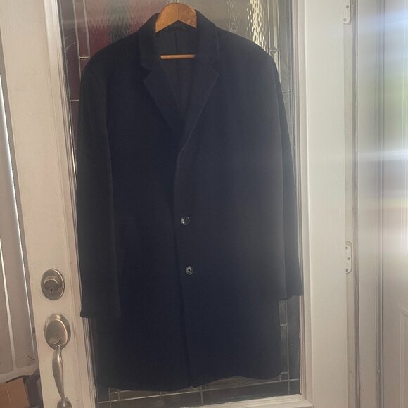 Lauren Ralph Lauren Men's Overcoat Knee Length Black Wool Cashmere Blend 44S